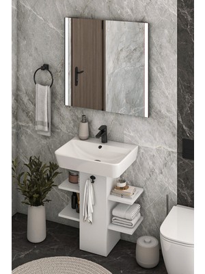 Dewoody Lavabo Altı Raflı Düzenleyici Banyo Dolabı Lavabo Altı Dolap