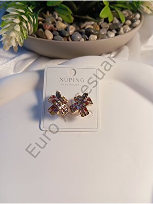 Xuping Jewelry Renkli Taş Detaylı Vıp Küpe