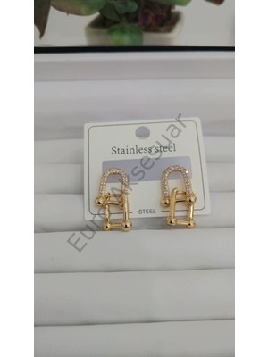 Stainless Steel Gold Marka Model Çelik Küpe