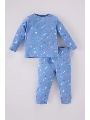 DeFacto Kız Bebek Pijama Takımı Yıldız Desenli Uzun Kollu Üst Beli Lastikli Uzun Alt D8646A524AU