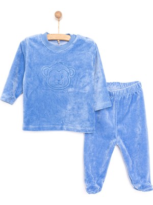 HelloBaby HelloBaby Yenidoğan Kadife Tshirt-Patikli Alt Erkek Bebek