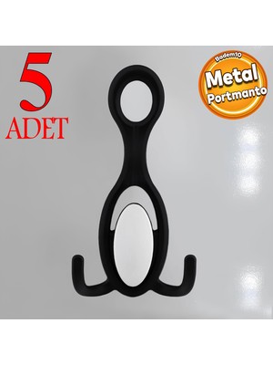 Badem10 Ilknur 5 Adet Portmanto Vestiyer Duvar Askısı Metal Dolap Elbise Askılığı Askılık Siyah Beyaz 5 Adet