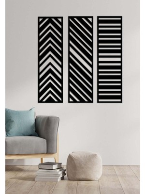 Artroya - Geometric Lines Metal Duvar Tablosu - Ev Duvar Dekorasyonu - 88 X 100 - Cm -Siyah - Deco-060