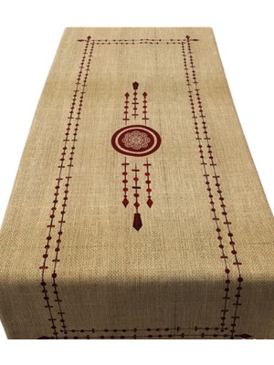 Adn Home Decor 140X50 cm Indian Serisi Çuval Görünümlü Runner Bordo