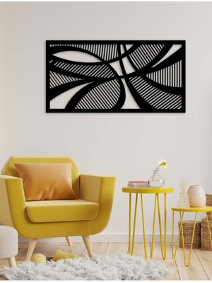 Artroya - Geometric Line Metal Duvar Tablosu - Ev Duvar Dekorasyonu - 90 X 45 - Cm -Siyah - Deco-157