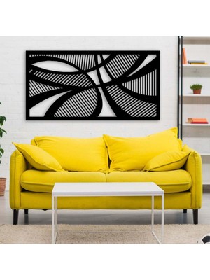 Artroya - Geometric Line Metal Duvar Tablosu - Ev Duvar Dekorasyonu - 90 X 45 - Cm -Siyah - Deco-157