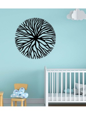 Artroya - Tree Circle Metal Duvar Tablosu - Ev Duvar Dekorasyonu - 65 X 65 - Cm -Siyah - Deco-091