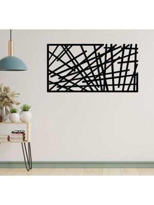 Artroya - Nested Lines Metal Duvar Tablosu - Ev Duvar Dekorasyonu - 50 X 85 - Cm -Siyah - Deco-059