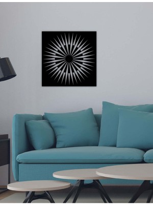 Artroya - Illusion Sun Metal Duvar Tablosu - Ev Duvar Dekorasyonu - 60 X 60 - Cm -Siyah - Deco-182