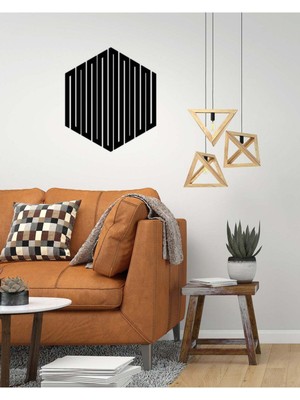 Artroya - Çizgili Geometrik Metal Duvar Tablosu - Ev Duvar Dekorasyonu - 57 X 50 - Cm -Siyah - Deco-011