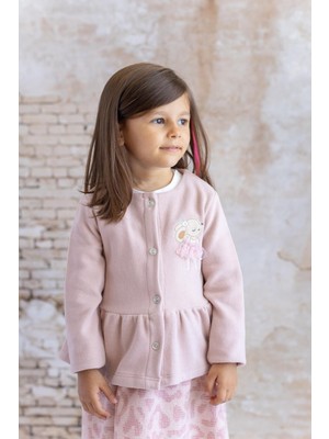 Kız Bebek Tavşan Nakışlı Ceket - Pembe