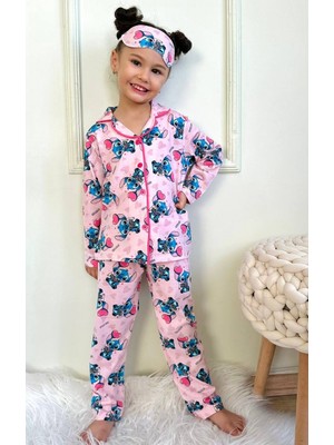 Moms Kids Kız Çocuk Önden Düğmeli Pamuklu Pijama Takımı