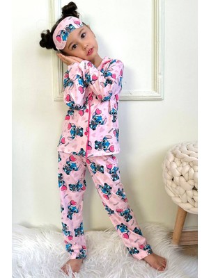 Moms Kids Kız Çocuk Önden Düğmeli Pamuklu Pijama Takımı