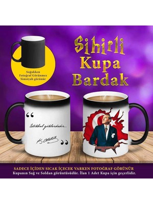 Atatürk İstikbal Göklerdedir Sihirli Hediyelik Kupa Bardak-S4575