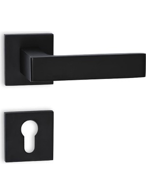 Soho Enrico Serisi Kapı Kolu Seti Köşeli Rozetli Siyah Yale Tipi