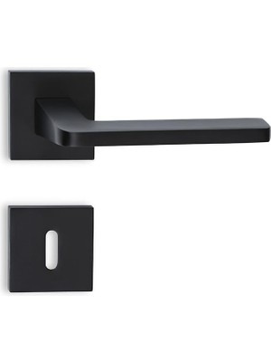 Soho Vanni Serisi Kapı Kolu Seti Köşeli Rozetli Siyah Oda Tipi