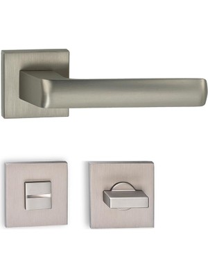 Soho Olimpia Serisi Kapı Kolu Seti Köşeli Rozetli Saten Wc Tipi