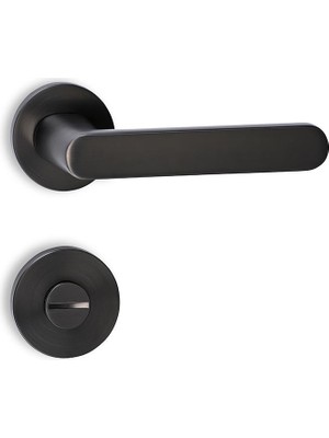 Soho Polo Serisi Kapı Kolu Seti Yuvarlak Rozetli Saten-Siyah-Nikel Wc Tipi