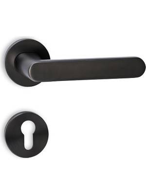 Soho Polo Serisi Kapı Kolu Seti Yuvarlak Rozetli Saten-Siyah-Nikel Yale Tipi