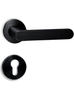 Soho Polo Serisi Kapı Kolu Seti Yuvarlak Rozetli Siyah Yale Tipi