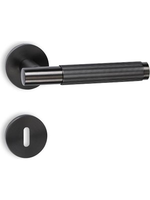 Soho Radial Serisi Kapı Kolu Seti Yuvarlak Rozetli Saten-Siyah-Nikel Oda Tipi