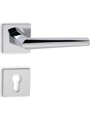 Soho Azzura Serisi Kapı Kolu Seti Köşeli Rozetli Krom Yale Tipi