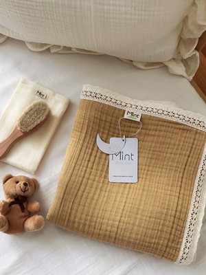 Mintcollection 4 Kat MultiMüslin Bebek Battaniyesi Camel