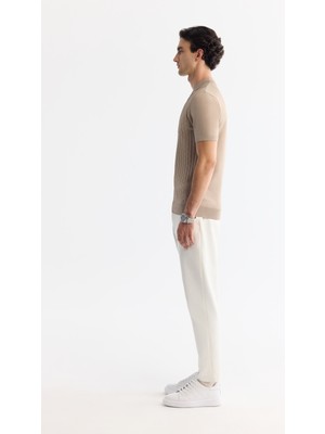 Avva Erkek Vizon Polo Yaka Fermuarlı Rayon Triko Regular Fit T-Shirt A42Y5128