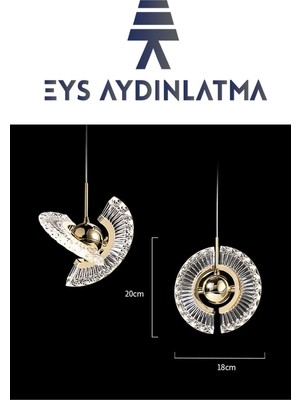 EYS Aydınlatma Luxury Exclusive Sarkıt Tavan Spotlu LED Avize Gold Avize Yatak Başı Sarkıt ( 1 Adet )