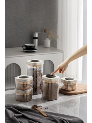 M'art Home Pinmoo 3 Lü Vakumlu Saklama Kabı Bej 380-1100-1800