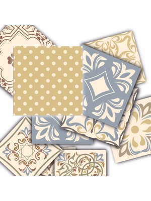 Tink Kendinden Yapışkanlı Retro Sarı Desenli Pvc Karo 10 x 10 cm 20'li Paket