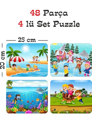 Gift Plus 48 Parça Ahşap Eğitici Yapboz Puzzle Seti (Set 3)