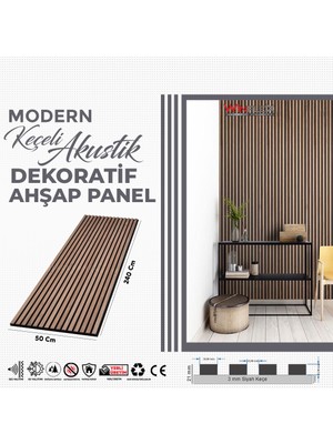 Winflex Keçeli Dekoratif Akustik Ahşap Panel – Haliç Ceviz (50X240CM).