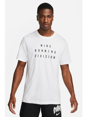 Nike Dri Fit Running Division Men's Tee Erkek Koşu Antrenman Tişörtü Beyaz