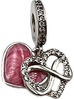 Defne Silver Pembe Kalp Sonsuzluk Charm