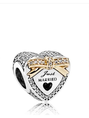 Defne Silver Yeni Evli Kalp Charm (Just Married)