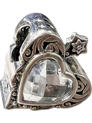 Defne Silver Beyaz Taşlı Kalp Charm