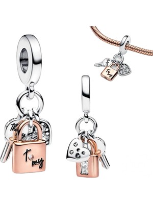 Defne Silver Asma Kilit Kalpli Charm