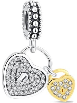 Defne Silver Sallantılı Ikili Kalp Charm