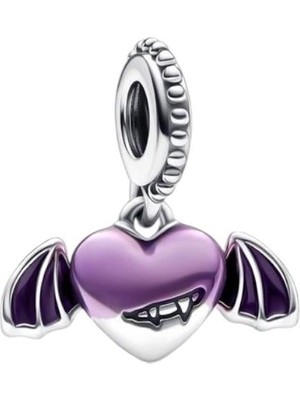 Defne Silver Vampir Kanatlı Kalp Charm