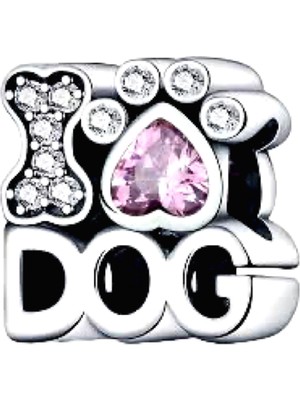 Defne Silver Pempe Kalp Taşlı Dog Charm