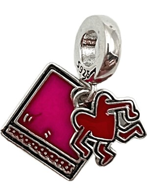 Defne Silver Ikili Koşan Kalp Charm