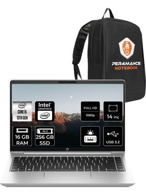 HP Probook 440 G10 i5 1335U 16GB RAM 256GB SSD 14" FHD FreeDOS 8A565EAPN311 Notebook + Per4 Çanta