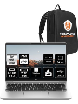 HP Probook 440 G10 i5 1335U 40GB RAM 2TB SSD 14" FHD Win11 Pro 8A565EAPN439 Notebook + Per4 Çanta