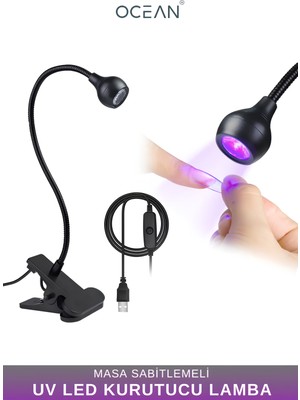 Ocean UV LED Kurutucu Lamba Masa Sabitlemeli Siyah Renkli Metal Yapı ile Profesyonel Kalite Oje Kurutucu