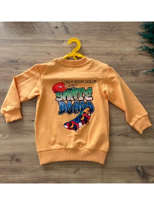 Ervuse Baskı Desenli Erkek Çocuk Pantolon Sweatshirt Takım