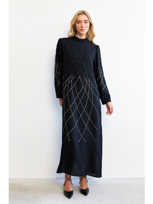 Alora Taş Işlemeli Abiye - Siyah