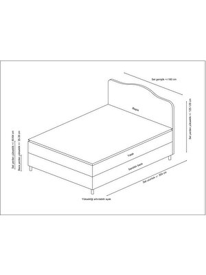 Minar Vassi Baza+Başlık+Yatak Gri 150x200