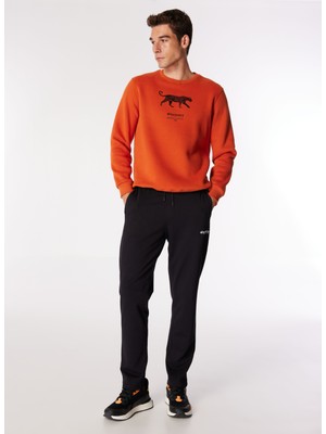 Discovery Expedition Koyu Turuncu Erkek Bisiklet Yaka Relaxed Fit Baskılı Sweatshirt D4WM-SWT3247