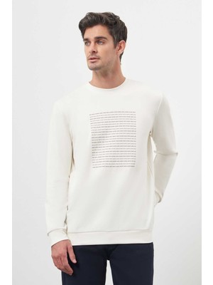 Morven  Erkek Ekru Trend Bisiklet Yaka Sweat-Shirt